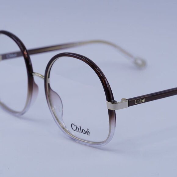 Chloe CH0032O 002 Eyeglasses Brown Gradient 55mm Round Frame - Picture 5 of 11